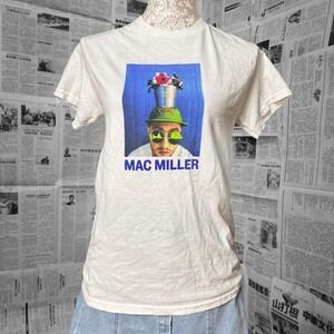 Mac Miller Graphic Band Tee White Unisex Streetwear Music Shirt Size S